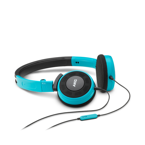 Y 30 - Teal - Stylish, uncomplicated, foldable headphones with 1 button universal remote/mic - Hero