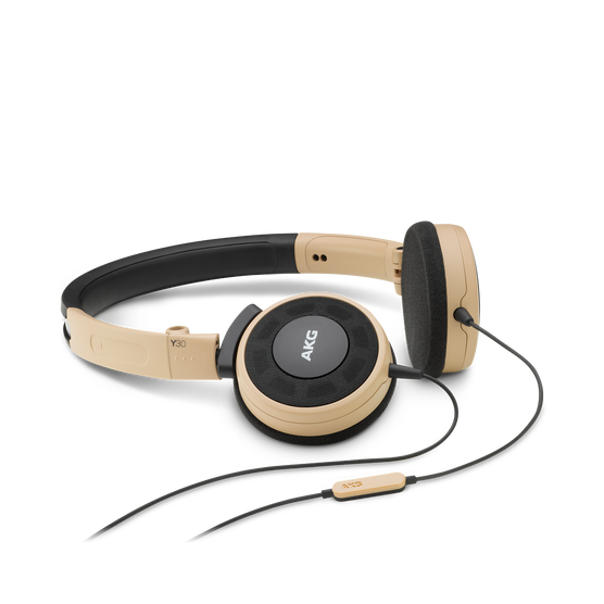 Y 30 - Brown - Stylish, uncomplicated, foldable headphones with 1 button universal remote/mic - Hero