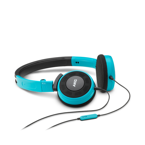 Y 30 - Teal - Stylish, uncomplicated, foldable headphones with 1 button universal remote/mic - Hero