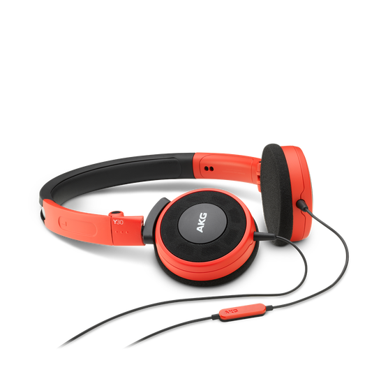 Y 30 - Red - Stylish, uncomplicated, foldable headphones with 1 button universal remote/mic - Hero