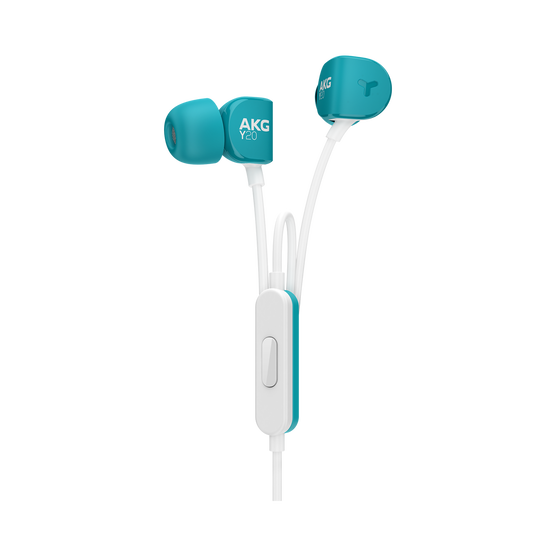 Y20U - Teal - Signature AKG in-ear stereo headphone that takes your calls - Hero