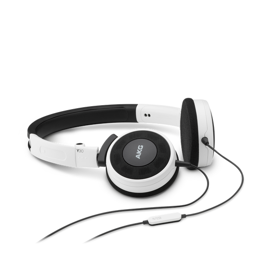 Y 30 - White - Stylish, uncomplicated, foldable headphones with 1 button universal remote/mic - Hero