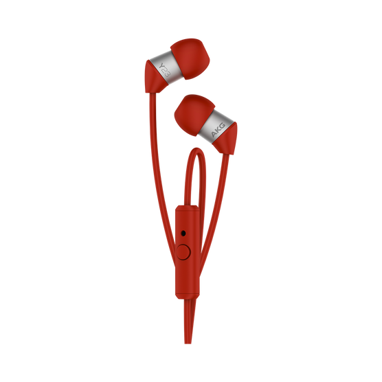 Y23U - Red - The smallest in-ear headphones with universal remote and microphone - Hero